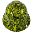 Green 2 Horned Beast Custom Hydro Dipped Full Brim Hard Hat - Front View
