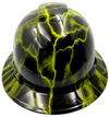 Lime Lightning Custom Hydro Dipped Full Brim Hard Hat - Front View