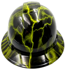 Lime Lightning Custom Hydro Dipped Full Brim Hard Hat - Front View