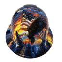 Eagles Of Freedom USA Custom Hydro Dipped Full Brim Hard Hat - Front View