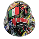 Mexican Extreme Sticker Bomb Custom Hydro Dipped Full Brim Hard Hat - Front View