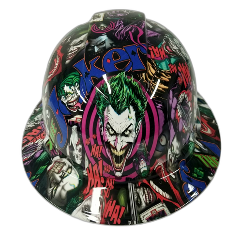Full Color Ha Ha Art Custom Hydro Dipped Full Brim Hard Hat - Front View