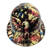 American Eagle Collage Watercolor Custom Hydro Dipped Full Brim Hard Hat - Front View