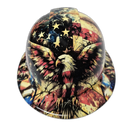 American Eagle Collage Watercolor Custom Hydro Dipped Full Brim Hard Hat - Front View
