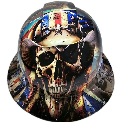 American Cowboys Cowboy Riders Custom Hydro Dipped Full Brim Hard Hat - Front View