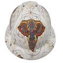 Mosaic Elephant Pattern Custom Hydro Dipped Full Brim Hard Hat - Front View