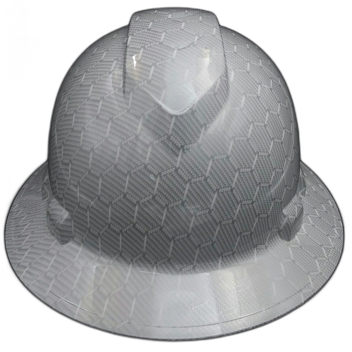 White Hex Carbon Fiber - Custom Hydro Dipped Full Brim Hard Hat