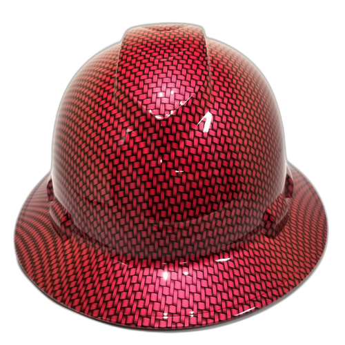 Candy Apple Red Custom Hydro Dipped Full Brim Hard Hat - Front View