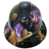 Milky Way Galaxy Planets Custom Hydro Dipped Full Brim Hard Hat - Front View