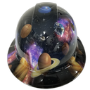 Milky Way Galaxy Planets Custom Hydro Dipped Full Brim Hard Hat - Front View