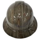 Damascus Woodgrain Pattern Custom Hydro Dipped Full Brim Hard Hat - Front View