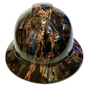 Steampunk Grim Reaper Custom Hydro Dipped Full Brim Hard Hat - Front View