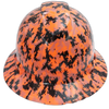 Digital Orange Camo Custom Hydro Dipped Full Brim Hard Hat - Front View