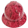 Hot Pink Bandana Print Color Custom Hydro Dipped Full Brim Hard Hat - Front View