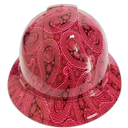 Hot Pink Bandana Print Color Custom Hydro Dipped Full Brim Hard Hat - Front View