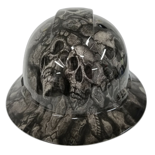 Devils Canyon Skull Camo Custom Hydro Dipped Full Brim Hard Hat - Front View