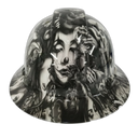 Day Of Dead Girls Tattoo Style Custom Hydro Dipped Full Brim Hard Hat - Front View