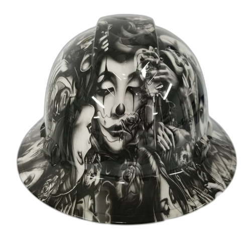 Day Of Dead Girls Tattoo Style Custom Hydro Dipped Full Brim Hard Hat - Front View