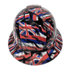 Hawaii State Flag Custom Hydro Dipped Full Brim Hard Hat - Front View