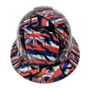 Hawaii State Flag Custom Hydro Dipped Full Brim Hard Hat - Front View