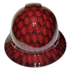 3D Red Hex Carbon Deep 3D Effects Custom Hydro Dipped Full Brim Hard Hat - Front View