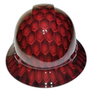 3D Red Hex Carbon Deep 3D Effects Custom Hydro Dipped Full Brim Hard Hat - Front View
