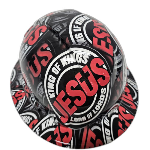 Jesus King Of Kings Lord Of Lords Custom Hydro Dipped Full Brim Hard Hat - Front View