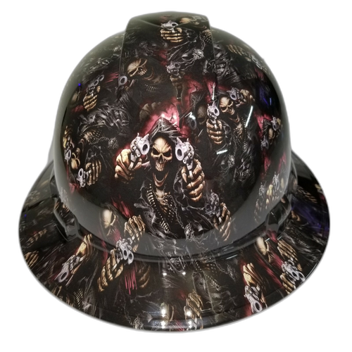 Shadow Assassin Art Custom Hydro Dipped Full Brim Hard Hat - Front View