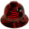 Candy Red USA Flag Firemans Flag Custom Hydro Dipped Full Brim Hard Hat - Front View