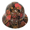Japanese Foo Dog Koi Fish Custom Hydro Dipped Full Brim Hard Hat - Front View