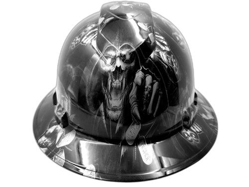 You're Next Skulls Custom Hydro Dipped Full Brim Hard Hat - Front View