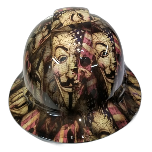 Anonymous AMERICAN PATRIOT EDITION Custom Hydro Dipped Full Brim Hard Hat - Front View