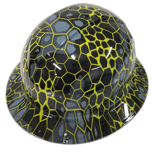 Hectick Camo Abstract Urban Design Custom Hydro Dipped Full Brim Hard Hat - Front View