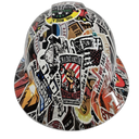 Oil Field Extreme Sticker Bomb Custom Hydro Dipped Full Brim Hard Hat - Front View