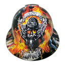 Firefighter First In Last Out Custom Hydro Dipped Full Brim Hard Hat - Front View