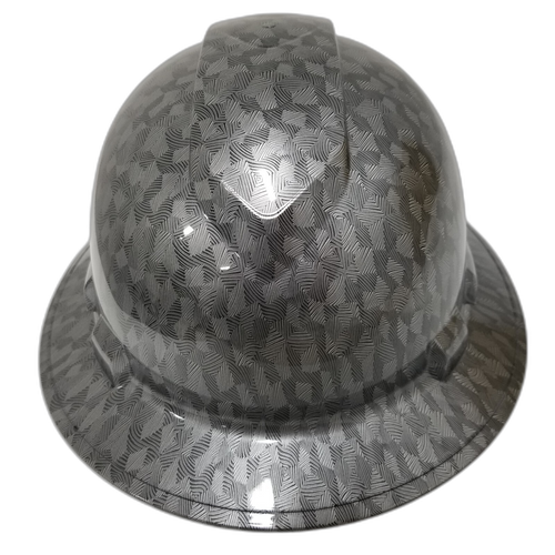Forged Carbon Fiber Custom Hydro Dipped Full Brim Hard Hat - Front View