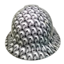 White Acid Trip Geometric Camo Custom Hydro Dipped Full Brim Hard Hat - Front View
