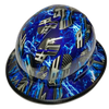 Blue Line Ice Skulls Custom Hydro Dipped Full Brim Hard Hat - Front View