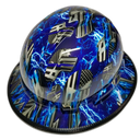 Blue Line Ice Skulls Custom Hydro Dipped Full Brim Hard Hat - Front View