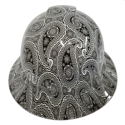 Black And White Bandanna Custom Hydro Dipped Full Brim Hard Hat - Front View