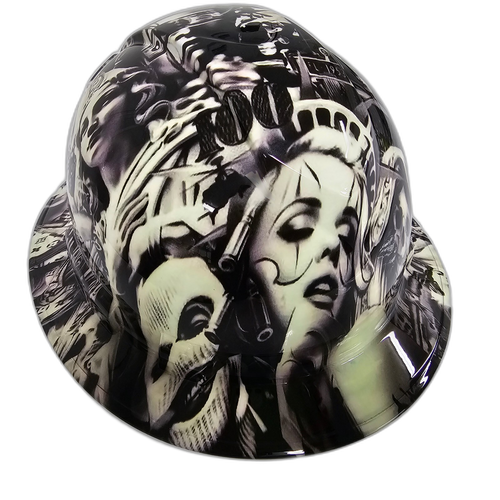 American Ganster Liberty Exclusive Custom Hydro Dipped Full Brim Hard Hat - Front View
