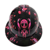Hot Pink Voodoo Dolls Custom Hydro Dipped Full Brim Hard Hat - Front View