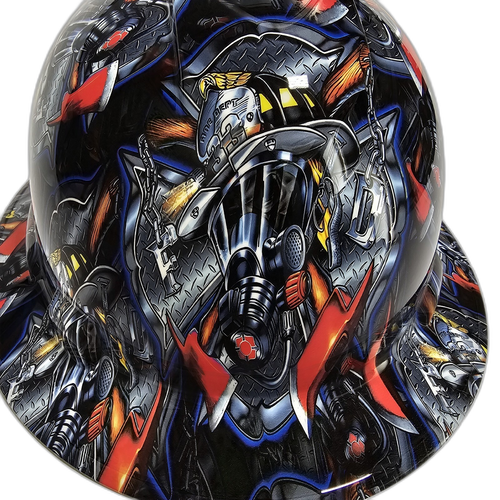 Heavy Duty Fireman F/D Clean Custom Hydro Dipped Full Brim Hard Hat - Front View