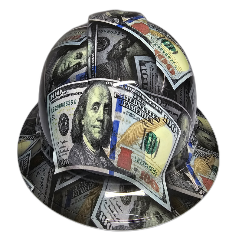 Hundred Dollar Bills Money hard hat front view