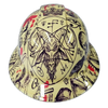 Alchemy Occult Wiccan Pentagram Custom Hydro Dipped Full Brim Hard Hat - Front View