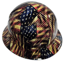 American Carbon Fiber USA Flags Custom Hydro Dipped Full Brim Hard Hat - Front View