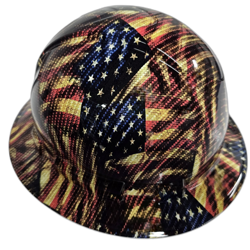 American Flag Carbon Fiber hard hat front view