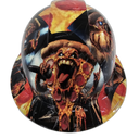 Pepperoni Pizza And The Cheesest Band Custom Hydro Dipped Full Brim Hard Hat - Front View
