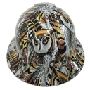 Snow Owl Camo Nature Animals Custom Hydro Dipped Full Brim Hard Hat - Front View