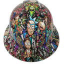 Adult Cartoon Sticker Bomb Custom Hydro Dipped Full Brim Hard Hat - Front View